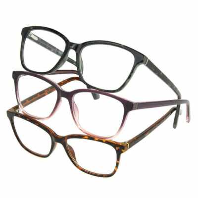 Design Optics By FG Women's Full Frame Reading Glasses Kiersey/Square-3 Pk +1.75