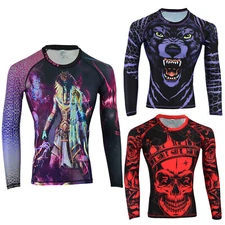Koyes MMA Rash Guard BJJ Long Sleeve Compression Fight Gear Shirt No Gi Athletic