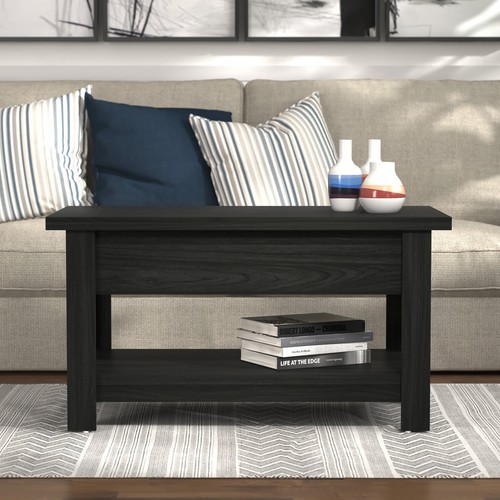 Rectangle Lift Top Coffee Table, Black - Picture 5 of 21