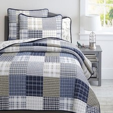 Benjamin Plaid Reversible 100 Cotton Quilt Set, Bedspread, Coverlet