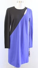 NWT W by Worth Purple Rootbeer Color Block Cutout Shift Dress Knit Size 4