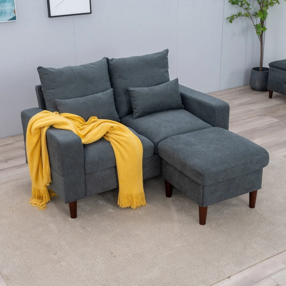 Loveseat with footstool deals