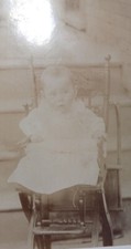 1890'S CABINET CARD Young Child, Victorian highchair at home