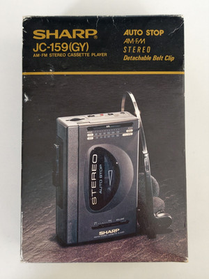 Walkman Sharp JC-159 (GY)  Kassettenplayer unbenutzt OVP Rarität RETRO