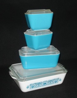 PYREX 8 pezzi #501 502 503 HORIZON BLUE Frigorifero Set di coperchi