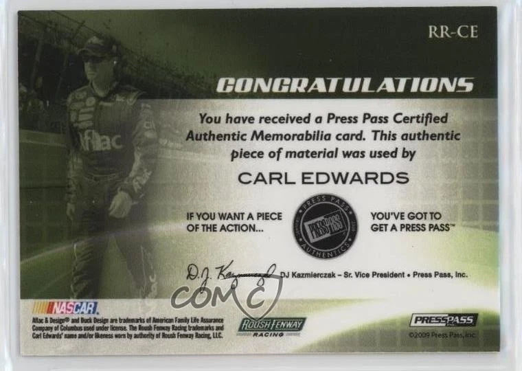 2009 Press Pass Fusion Revered Relics Silver /65 Carl Edwards #RR-CE - Image 2 of 2