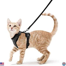 Escape Proof Cat Harness & Leash, Soft Adjustable Vest, Reflective Strips, XS