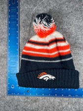 Denver Broncos NFL Team Apparel Beanie Toque Youth OS Blue Stripe Acrylic Pom