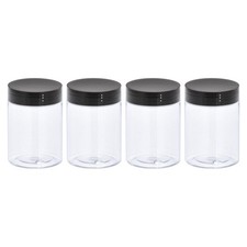 3oz 100ml Round Plastic Jars with Black Screw Top Lid for Storage 4Pcs