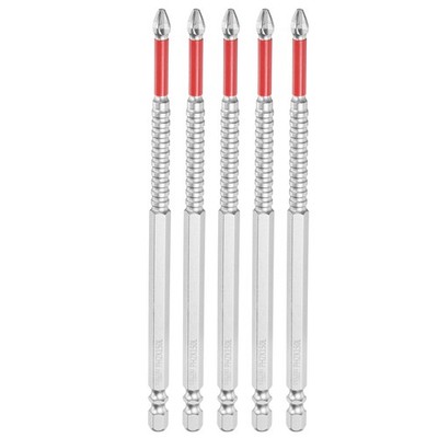 5x PH2 Antirutsch-Schraubendreherbit 1/4'' für 6'' magnetisch Silber/Rot
