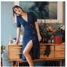 Rouje Womens Gabin Midi Dress Size 6 36 James Bond No Time to Die Old Money Fall