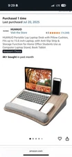 HUANUO Portable Lap Laptop Desk with Pillow Cushion, Fits up to 15.6 inch Laptop
