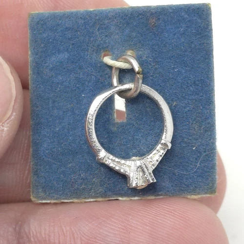 Vintage Sterling Silver Miniature Baby Engagement Wedding Ring Pendant Charm
