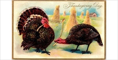 1920 Tuck Saxony Turkey Merrythought Postcard Jamestown NY Aunt May's Harold