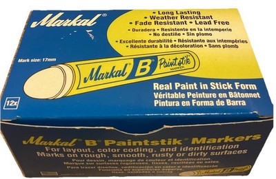 Box Of 12 MARKAL B Black Paint Stik Markers Mark Size:17mm BRAND NEW 
