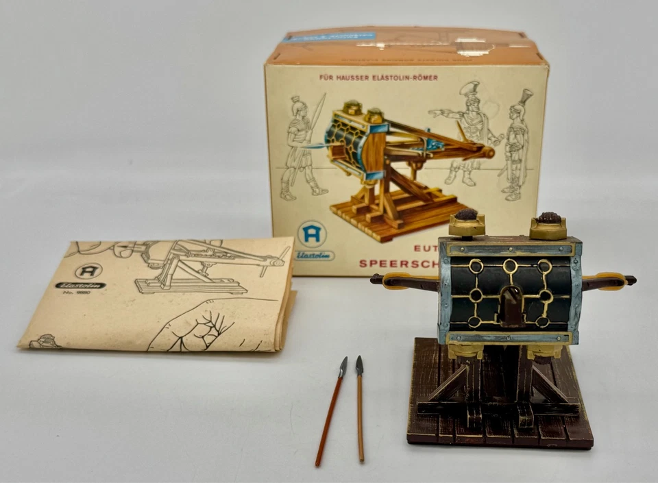 Винтажный Elastolin Euthytonon копье катапульта 9880 римская игрушка солдат оружие w/коробка VGC - Изображение 4 из 4