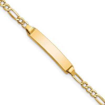 10K Gelbgold halbmassives Figaro Glieder ID Armband 1,32g für Mama