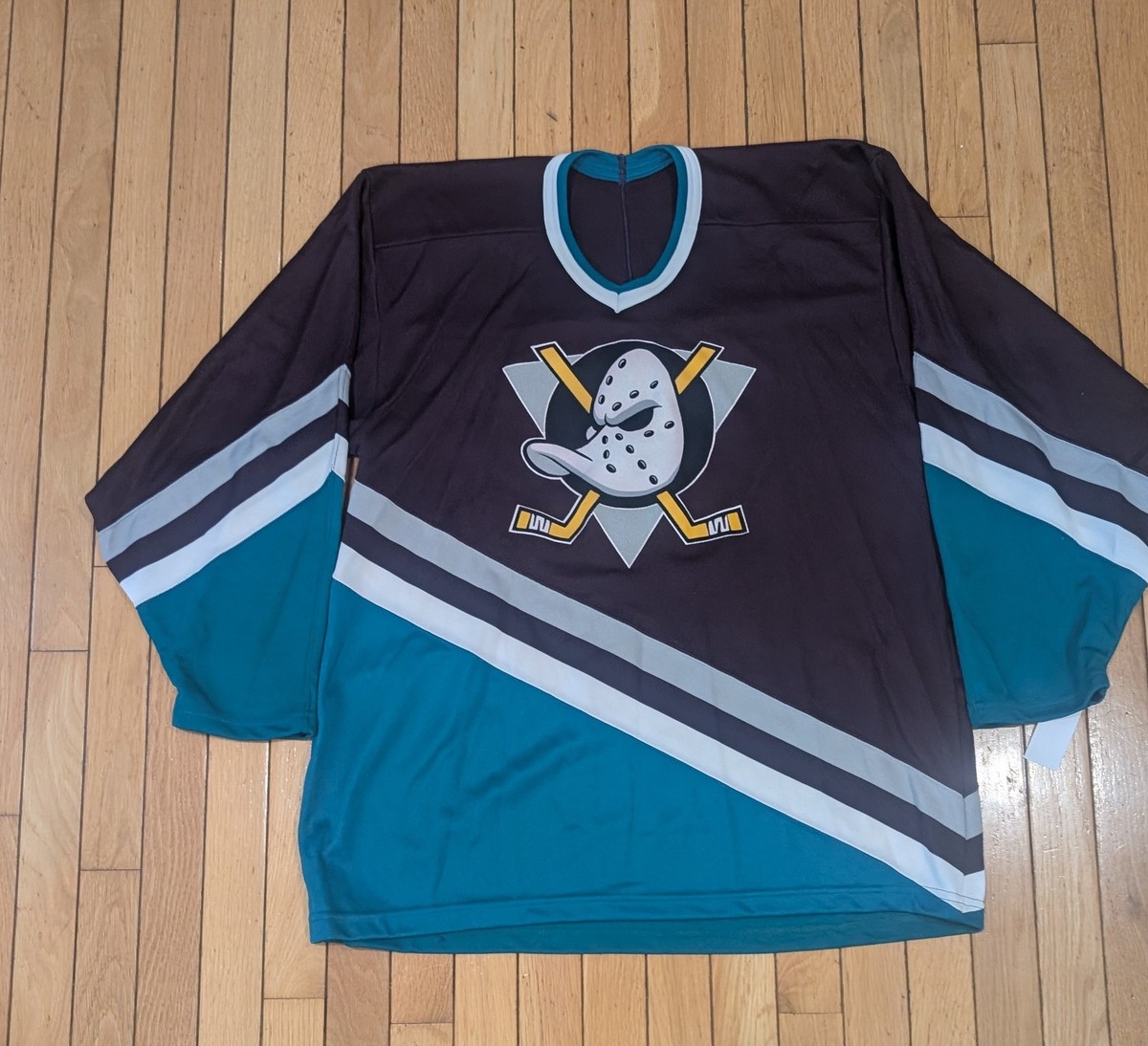Vintage Anaheim Mighty Ducks Jersey Mens Large Teal Purple NHL Hockey CCM  90s