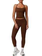 Women's Yoga Outfits Backless Strappy Sports Bra and Seamless Leggings Matchi...