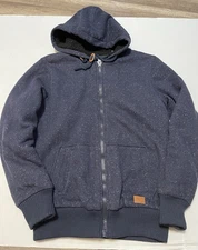 Buffalo by David Bitton Sherpa Lined Full Zip Hoodie Sweatshirt Blue Mens Medium