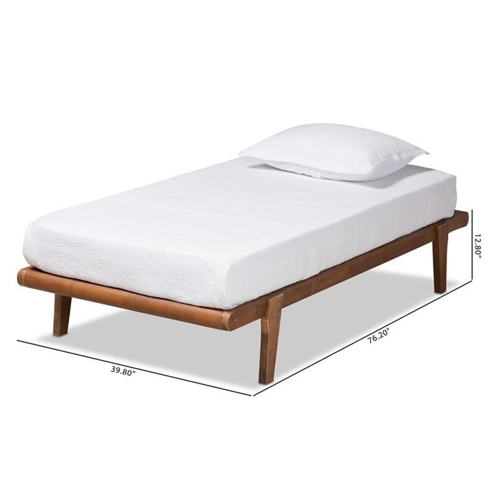 Bowery Hill Walnut Brown Finished Wood Twin Size Platform Bed Frame