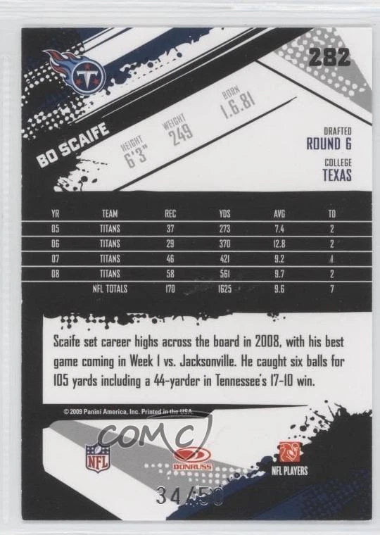 2009 Score Inscriptions Scorecard /50 Bo Scaife #282 - Image 2 of 2