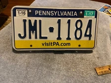 Pennsylvania License Plate "visitPA" JML 1184 2016 2017 Stickers