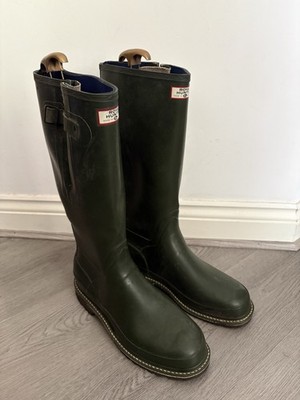Hunter Made In Gates Scotland dunkelgrüne Gummistiefel Neopren gefüttert Gr. 12