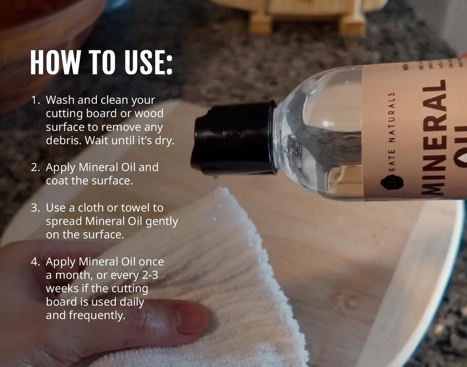 Aceite mineral para tabla de cortar madera, bloque de carnicero y cuchillo. Mineral de grado alimenticio Foto 4 de 4