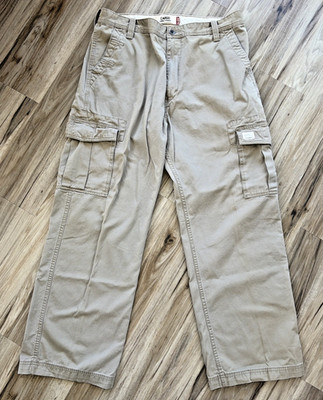 Levi's Khaki Loose Straight Cargo Mens 38x32 (37x30) Pants Pockets Casual