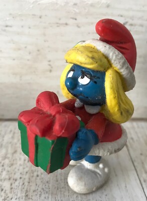 Schtroumpf noel Candy Chevauchant Un Bâton De Sucre D’orge . T Rare