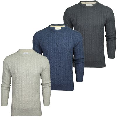 Xact Herren Baumwollmix-Strickpullover, Zopfmuster, Rundhalsausschnitt