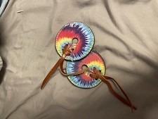 rainbow tie dye leather bit guards for western bridles