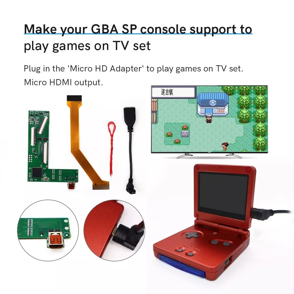 Lilla vinder overvældende HDMI Kit GBA SP HDMI Adapter Kit For Backlight IPS Gameboy Advance Mod  Console | eBay