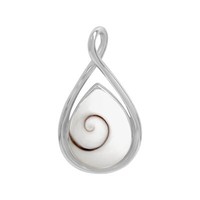 AnhäNger KettenanhäNger 925 Sterling Silber Rhodiniert Oval Mit WeißEr Muschel V