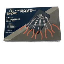 Cornwell Tools 5 Piece 11" LongReach Pliers Zipper Pouch Orange Handle JS-301730