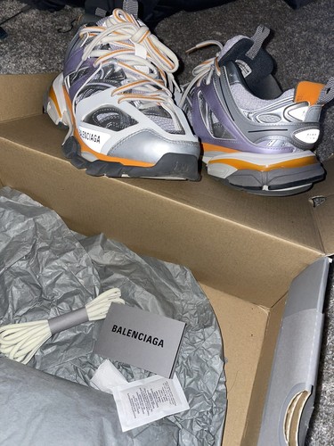 balenciaga track sneakers orange and grey