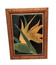 Vtg Framed Bird of Paradise Flower tile Kimberly Enterprises