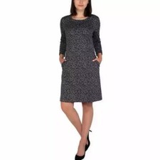 Nicole Miller Leopard Print Sweater Dress Womens Size XXL Gray 3/4 Sleeve