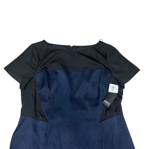 NEU Adrianna Papell Kleid Etui Midi schwarz & marineblau strukturiert Damen Übergröße 18W - Bild 4 von 11