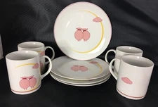 Toscany Collections 2723 Bo Sheep Mugs And Snack Plates Cup Coffee Set Of 4