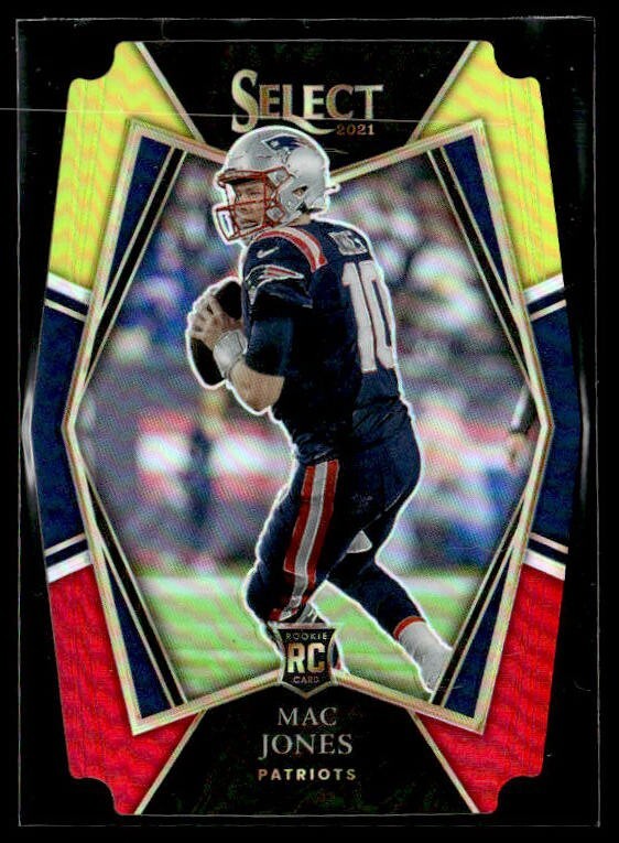 L4,086 - 2021 Select Mac Jones Red/Yellow Die-Cut Prizm Premier Level Rookie #15