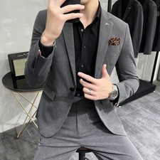 Mens One Button Coat Formal Wedding Evening Party Dress Blazers Pants 2pcs Suits