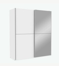 Armadio ante scorrevoli, 1 anta specchiata, bianco o quercia sonoma, FAJAR