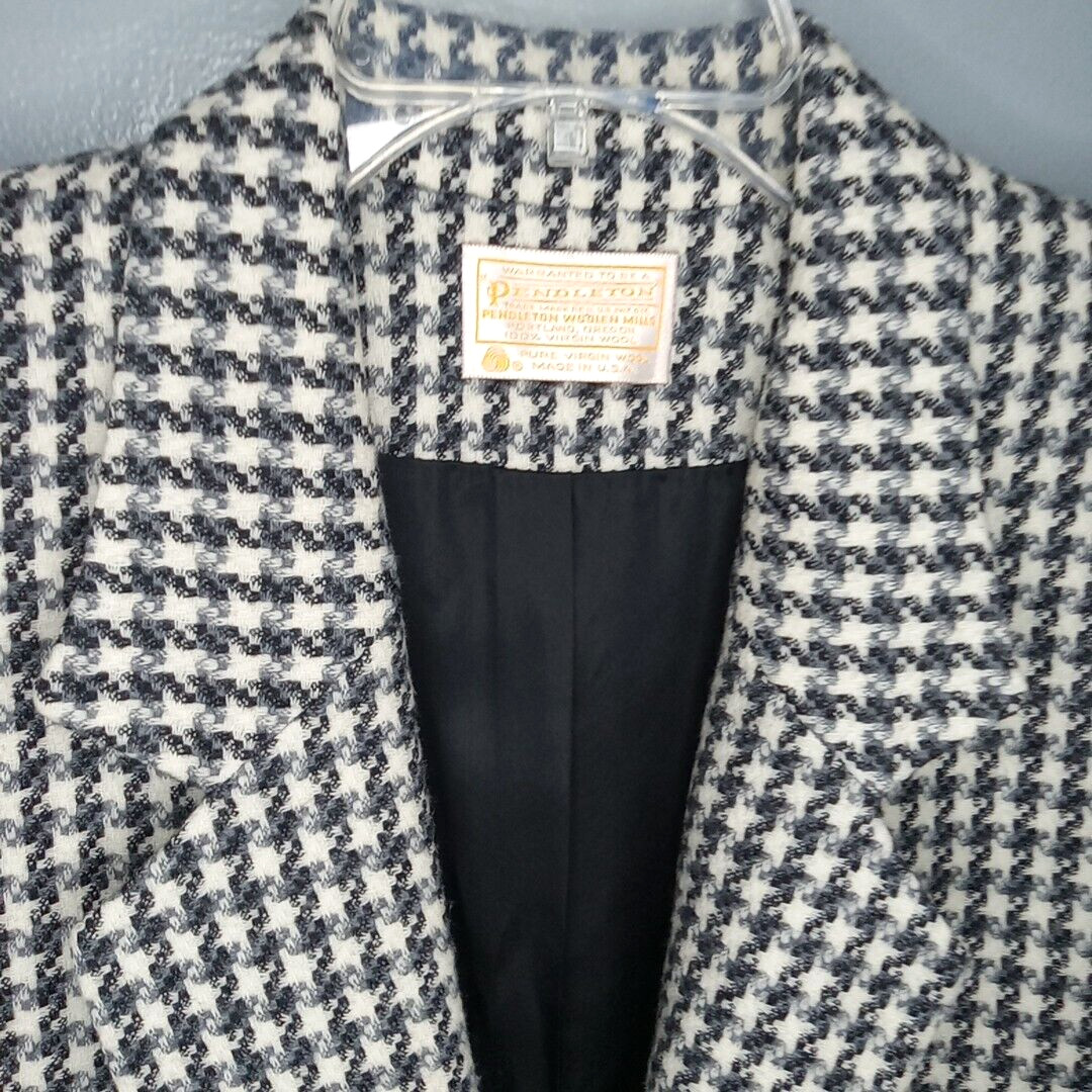 Pendleton Houndstooth Blazer Jacket 100% Wool Wom… - image 3