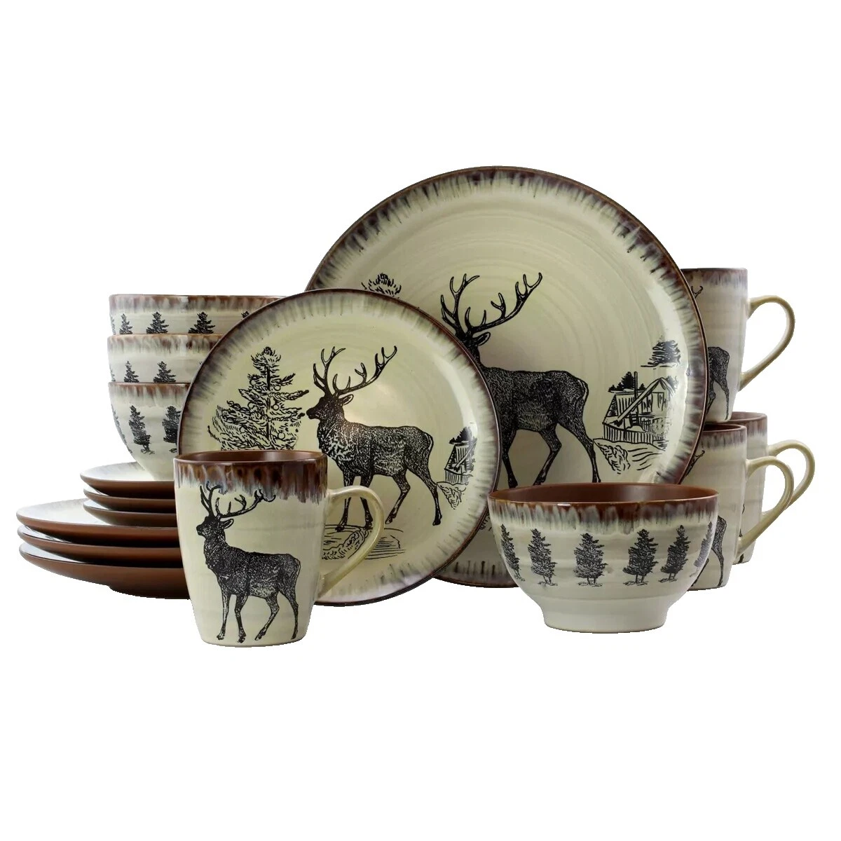 Brown Stoneware Dinner Service Sets