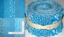 JELLY ROLL Precut Fabric Caribbean Blue Ocean Sea Cotton 20 Strips 2.5" X WOF