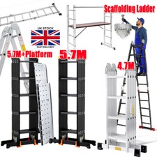 3.5-5.7M 14 Way Combination Multi Purpose Aluminium Folding Ladder w/ Platform