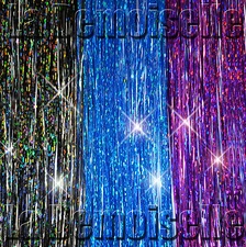 NEW 20" SPARKLING Fairy Hair Tinsel 300 Strands Three Colors For Dark Short Hair