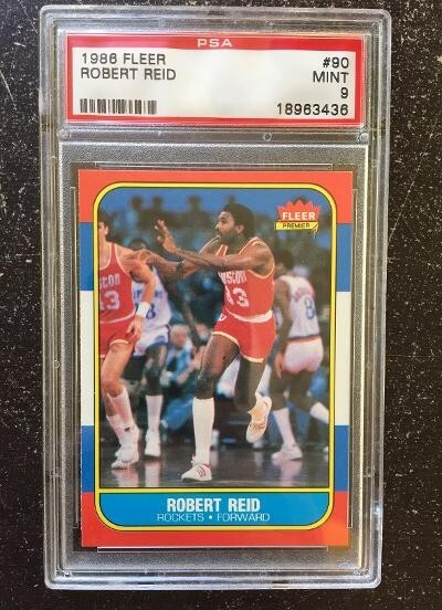 1986 Fleer #90 Robert Reid PSA 9 NM-MT Houston Rockets